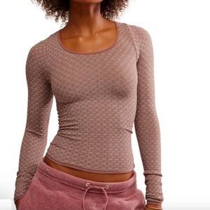 Free People Intimately Love Letter Long Sleeve Shaved Chocolate L/XL